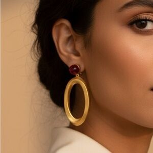 DEAN DAVIDSON Gold Plated Ruby Red Collection Drop Earrings